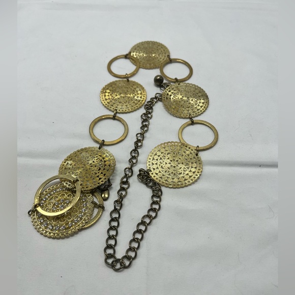 Chain Belt Gold Tone Filigree Chain Extender Rhinestones - Picture 6 of 6